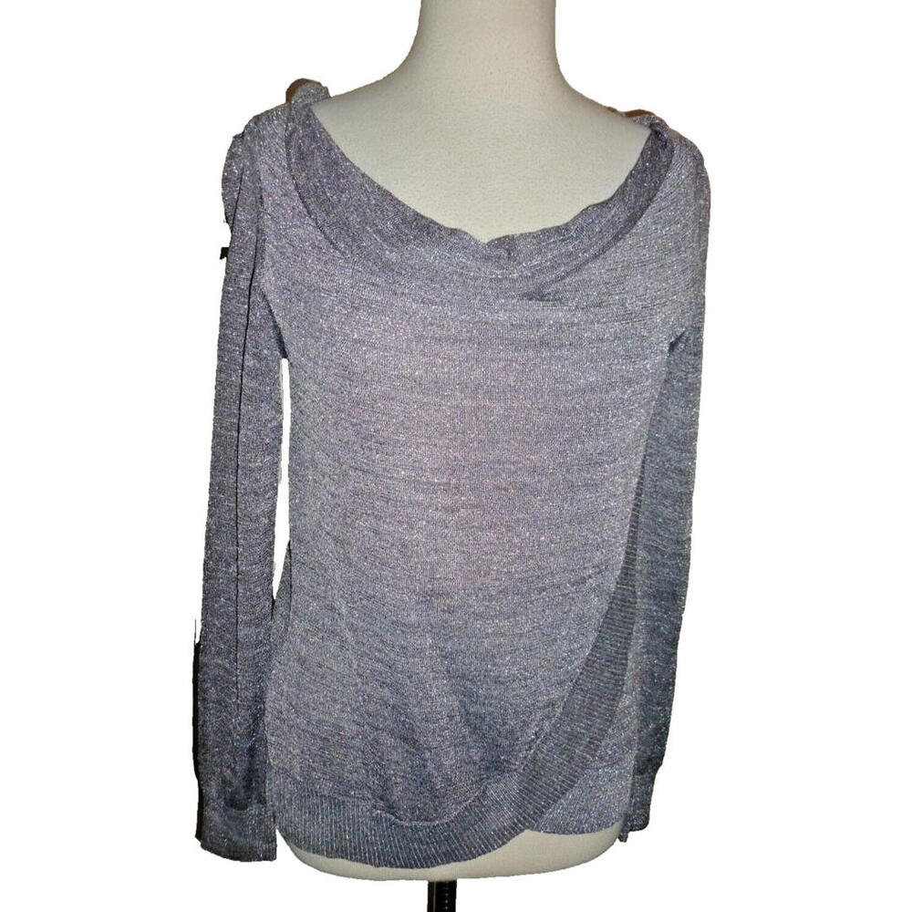 NWT INC International Concepts Pullover Shimmer Metallic Sweater $69 Boatneck S
